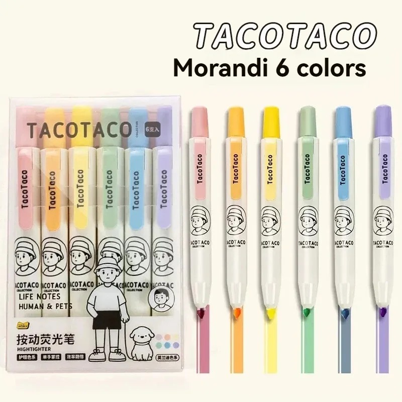 Pastel Highlighter Set Double Ended - 6 Stück/Set Pastellfarbene Macaron-Textmarker, Fluoreszierende Stifte,