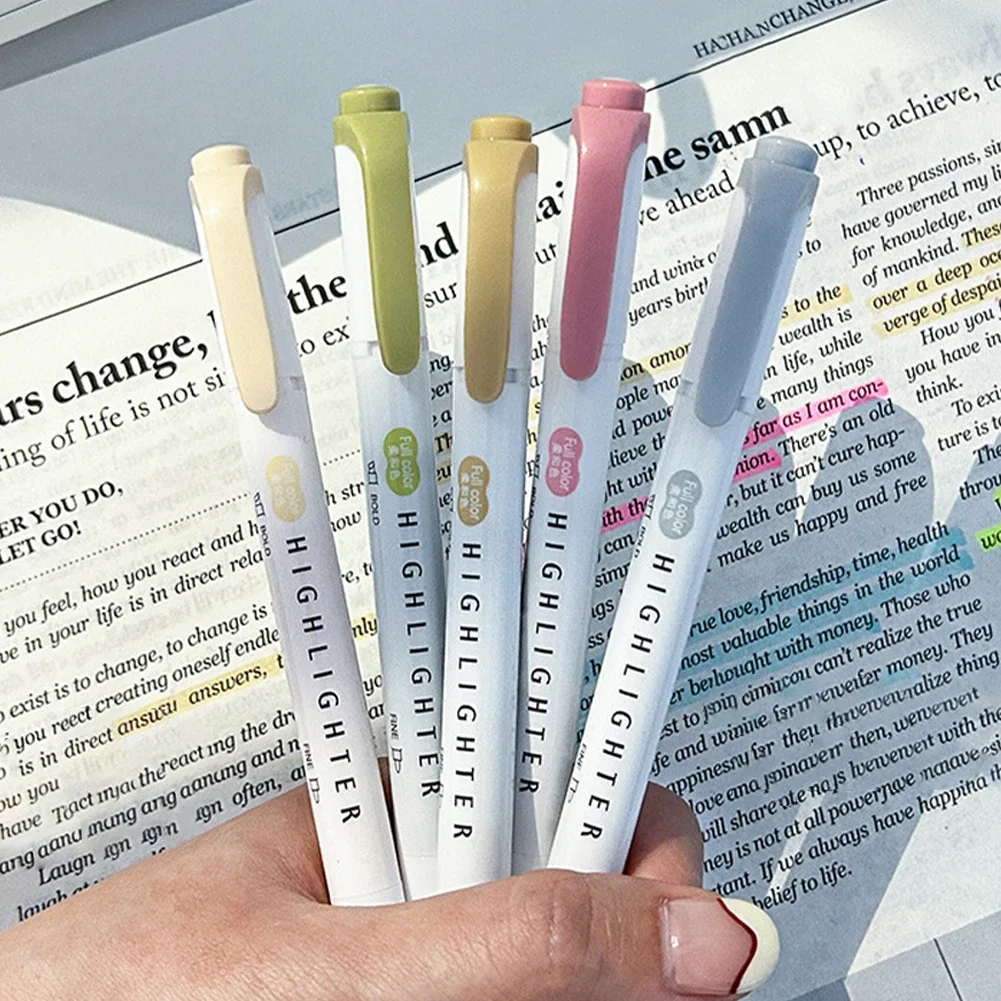 Pastel Highlighter Set Double Ended - 5 Stück Pastell-Textmarker, Farben, Doppelspitze, fluoreszierender