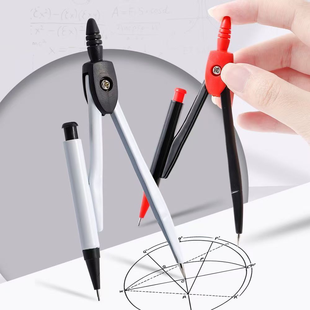 Math Geometry Set With Compass - Metallkompass, professionelle Mathematik-Geometrie mit Bleistiftmuster, für