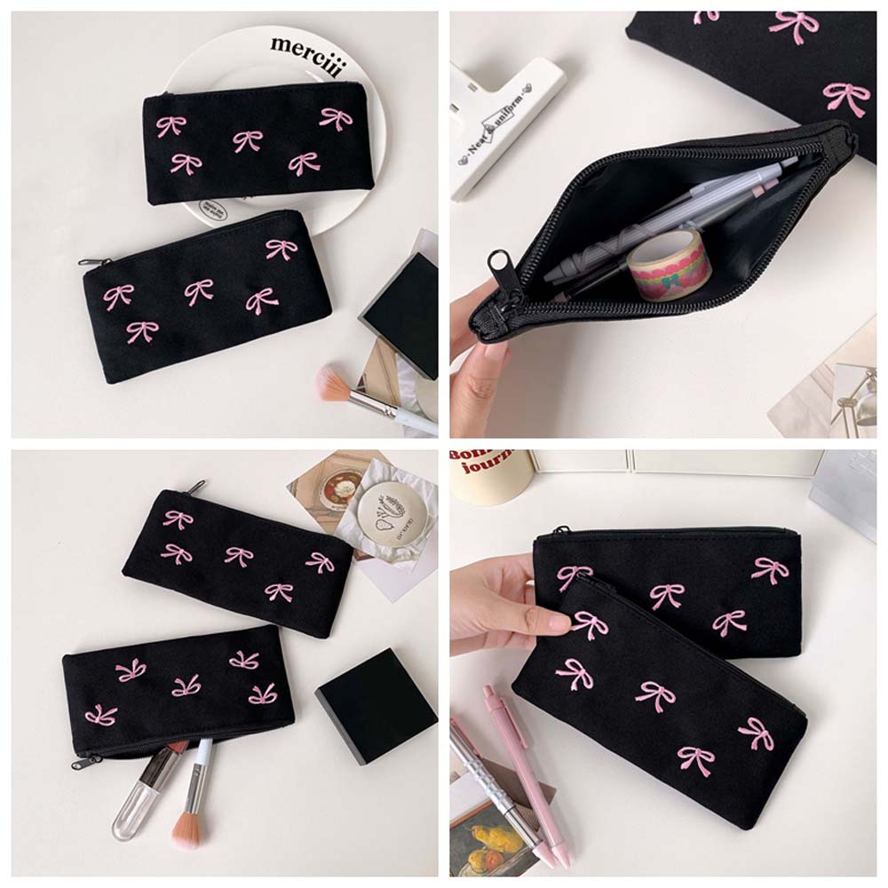 Aesthetic Large Pencil Case Pouch - Bowknot Bogen Schreibwaren Tasche Große Kapazität