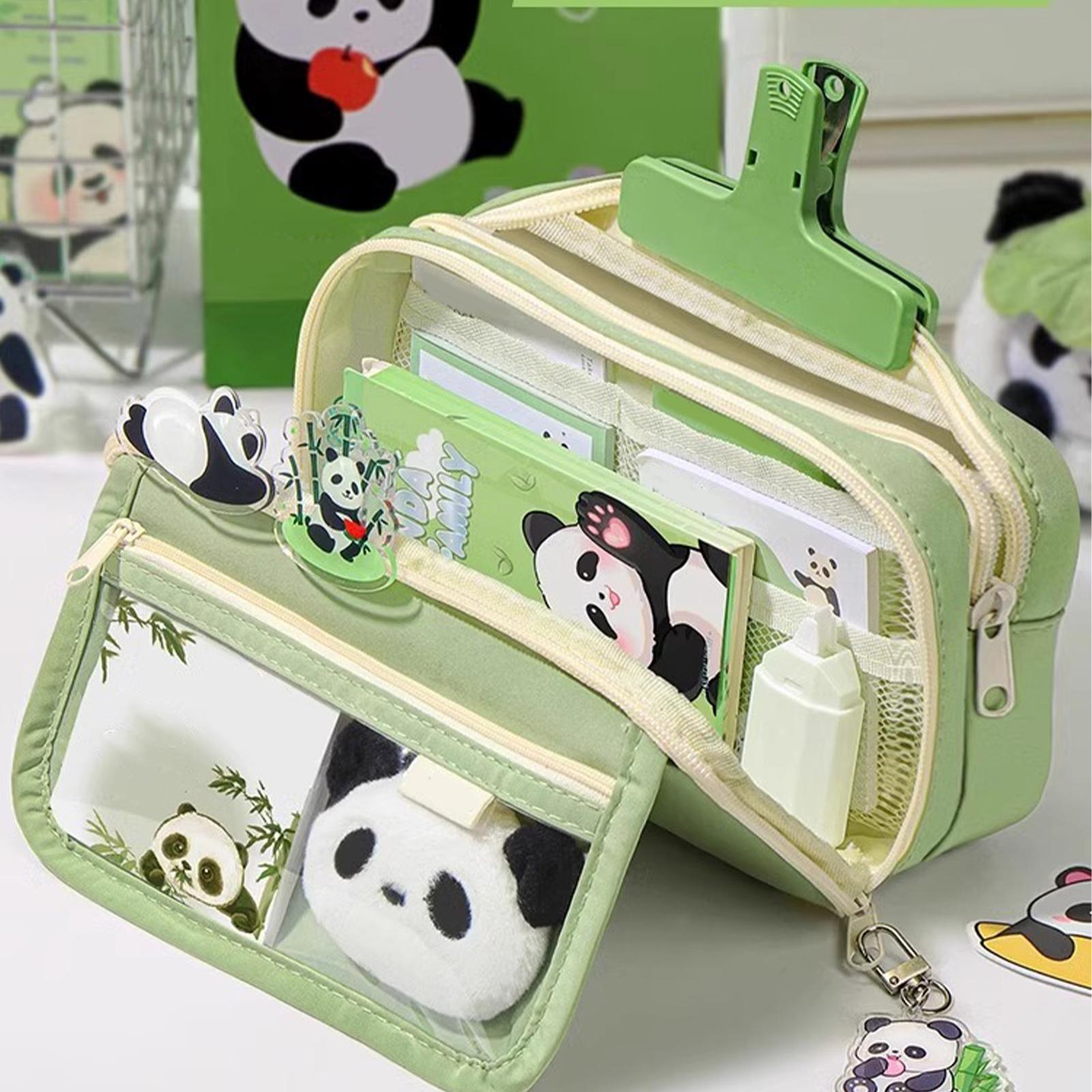 Aesthetic Large Pencil Case Pouch - Ästhetisches Federmäppchen, Panda-Federmäppchen, großes Fassungsvermögen, Tier-Federmäppchen,