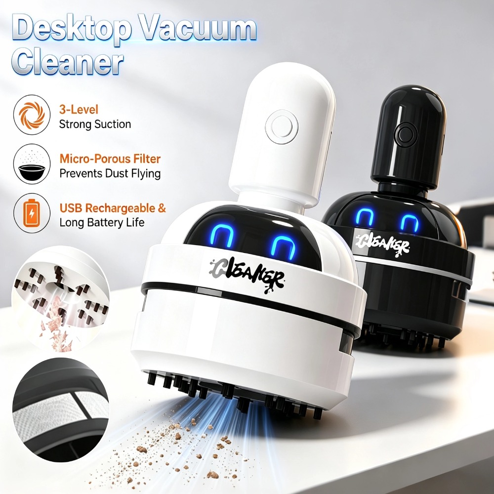 Mini Desktop Vacuum Cleaner For Eraser Dust - Tragbarer Mini-Schreibtischstaubsauger, kabelloser Tastaturreiniger für Bleistiftspäne,