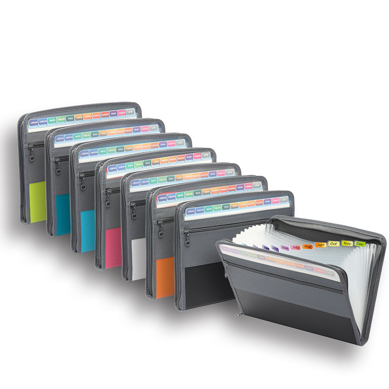Expandable Accordion File Folder 13 Pockets - Akkordeon-Akten-Organizer mit sicherem Reißverschluss, erweiterbarer Aktenordner