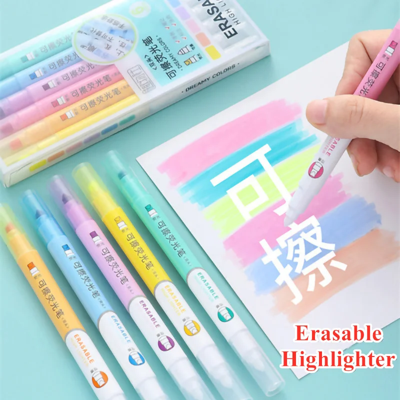 Pastel Highlighter Set Double Ended - 6-Farben-löschbares Textmarker-Set, doppelseitige Pastellmarker für Studenten,