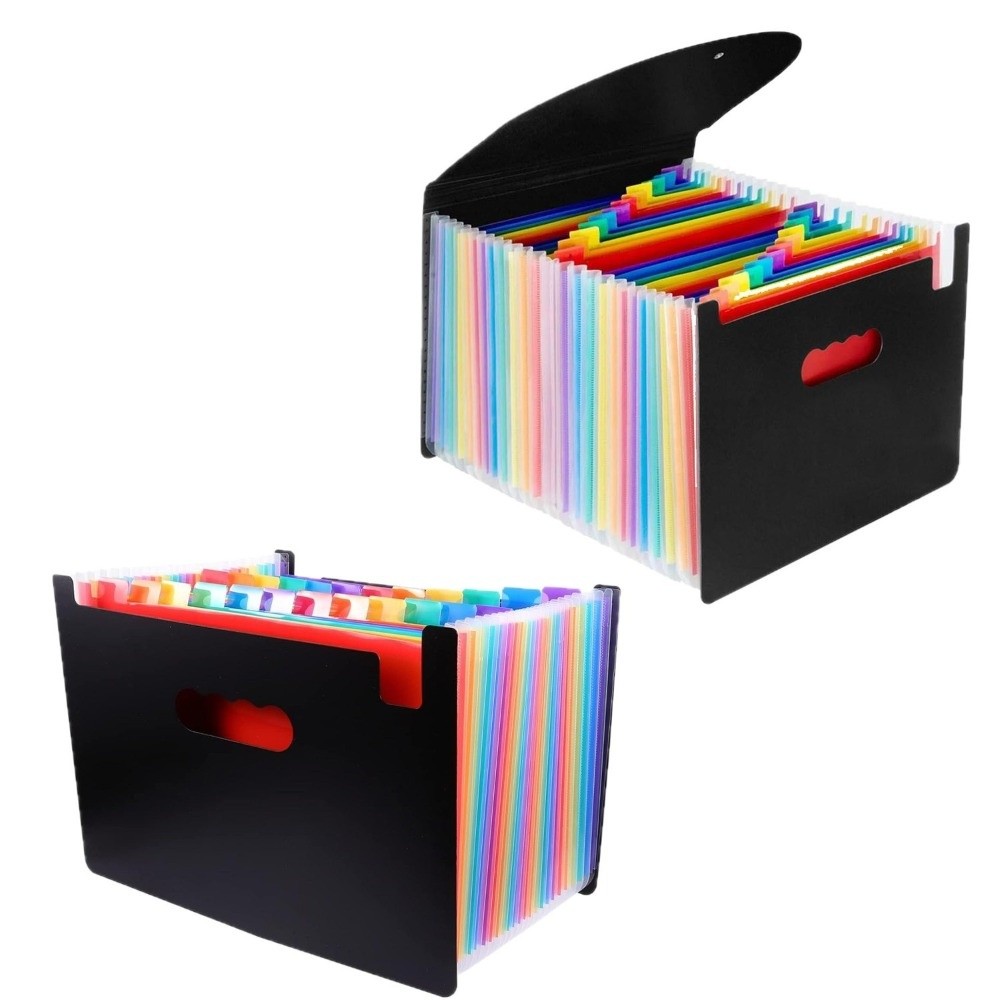 Expandable Accordion File Folder 13 Pockets - Vielseitige 13/25-Fächer-Aktenbox mit Erweiterungsfunktion, A4, Akkordeon-Aktenordner,
