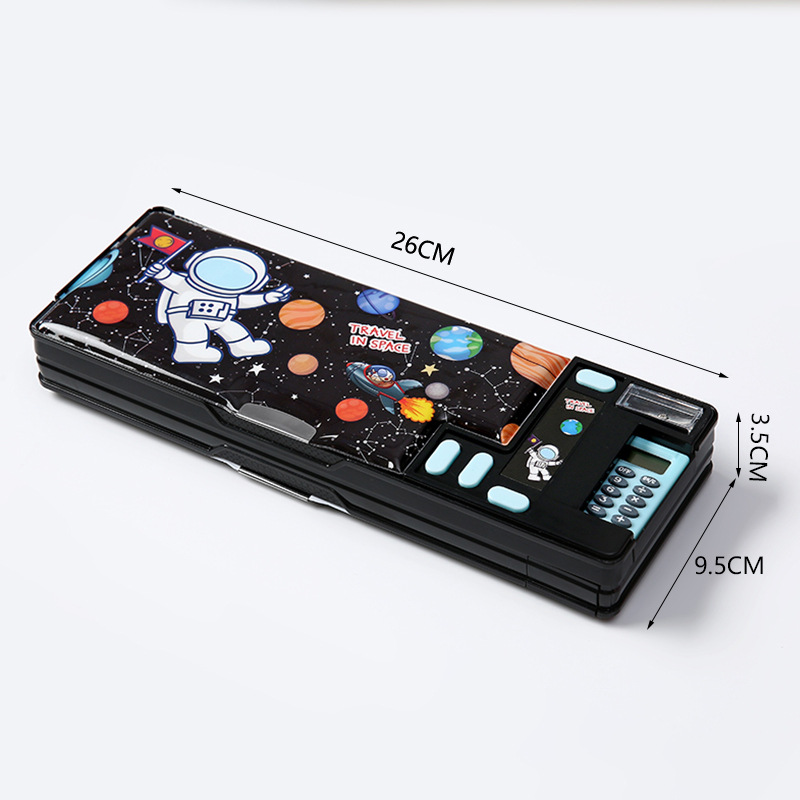 Scientific Calculator For Secondary School - Eingebauter Taschenrechner, Kunststoff-Briefpapierbox für Grundschüler, doppelseitiges