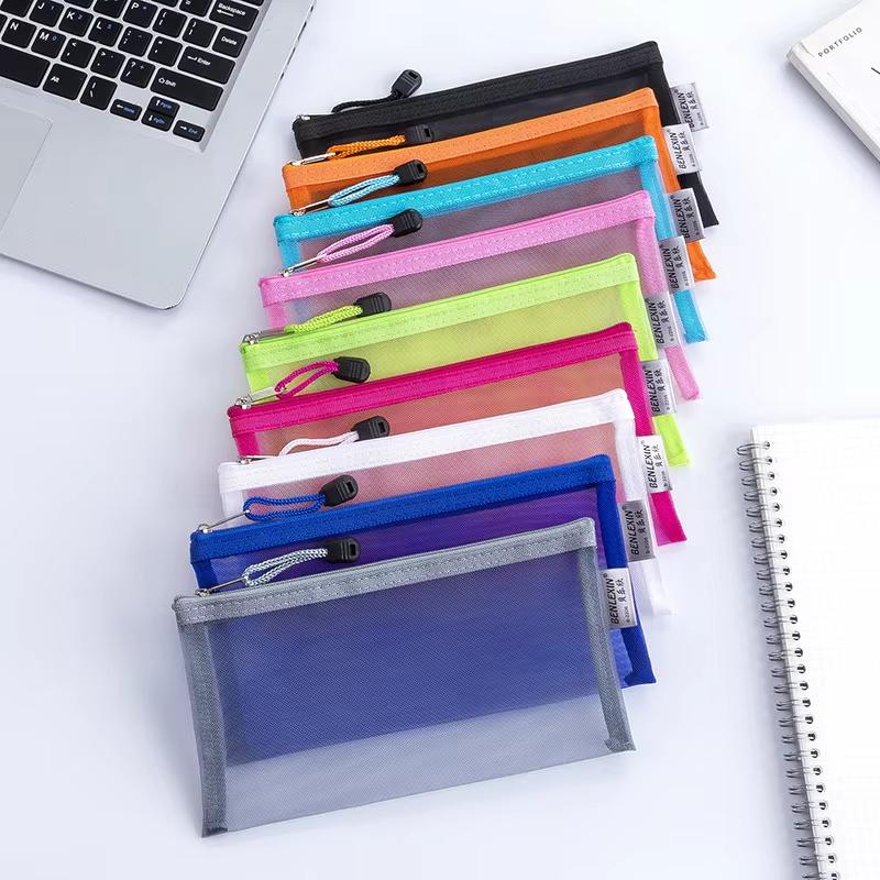 Clear Mesh Pencil Pouch For Exam - NEUE Langlebige Transparente Netz-Stifttasche mit Reißverschluss,