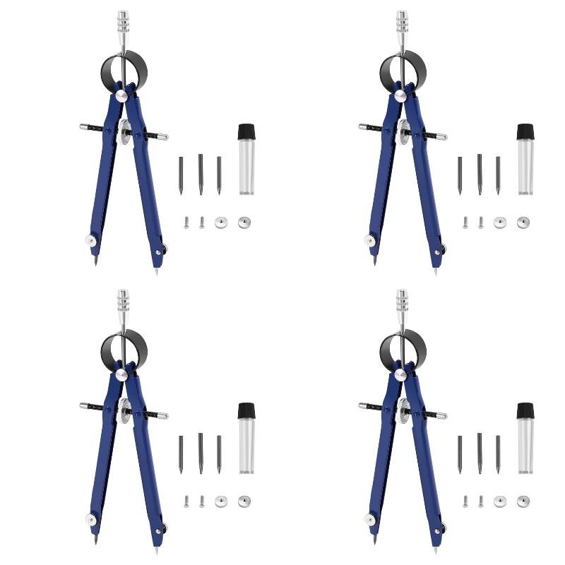 Math Geometry Set With Compass - 4er-Pack X((Professioneller Zirkel, Geometrie-Zirkel-Set mit Verriegelung,