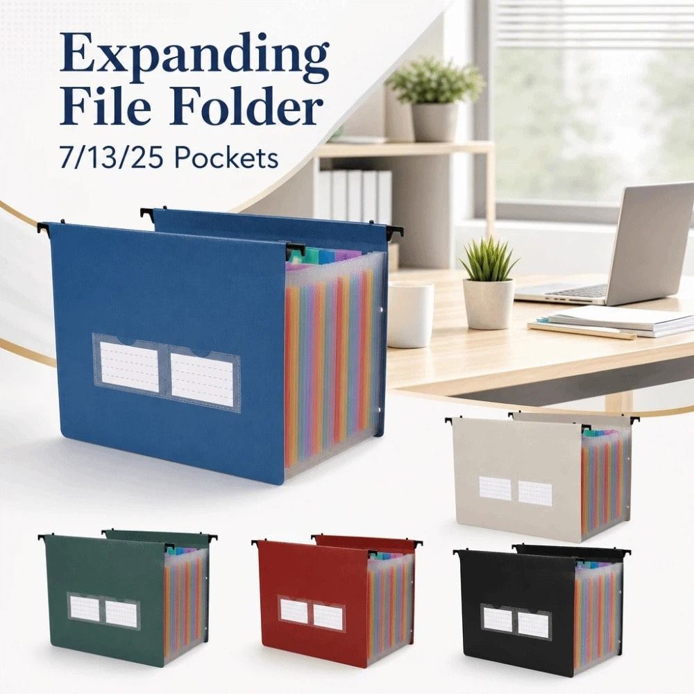 Expandable Accordion File Folder 13 Pockets - Erweiterbare Aktenmappe mit 7/13/25 Fächern, staubdicht,