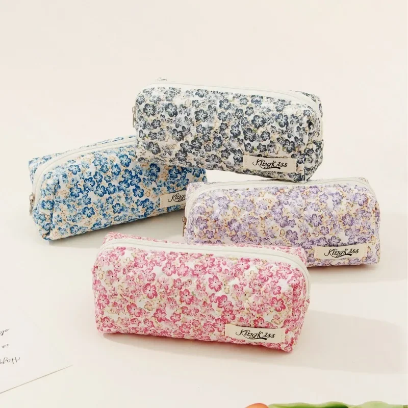 Aesthetic Large Pencil Case Pouch - 1-teiliges Retro-Blumen-Bleistiftetui für Studenten, ästhetisches Vintage-amerikanisches