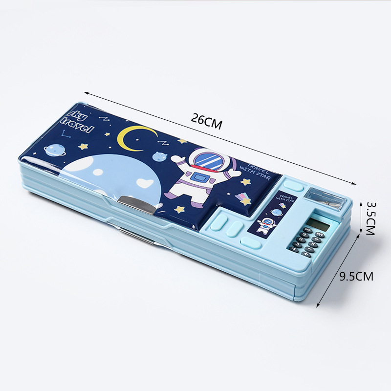 Scientific Calculator For Secondary School - Multifunktionales Taschenrechner-Federmäppchen aus Kunststoff, doppelseitiges Schreibwarenetui,