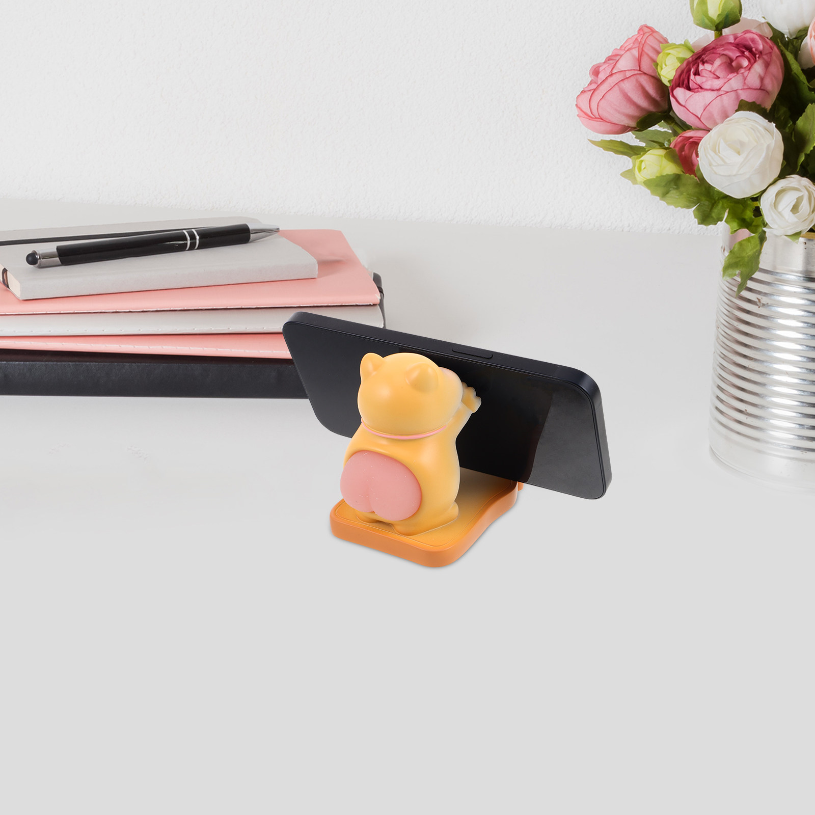Desk Accessories - Niedlicher Katzen-Handyhalter aus Kunstharz, Cartoon-Design, Handy-Ständer,