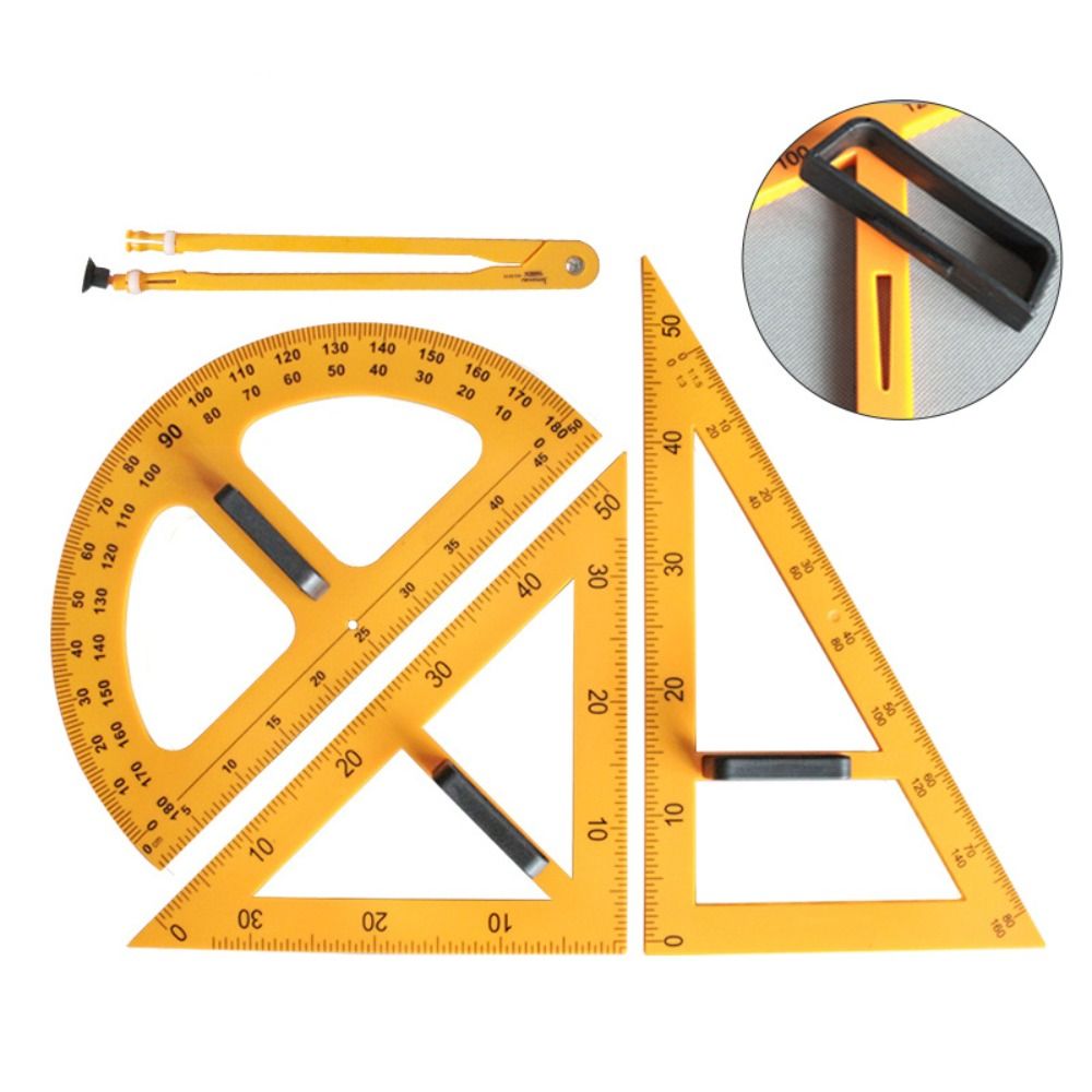 Math Geometry Set With Compass - Langlebiges großes Dreieckslineal, Multifunktions-Geometriezirkel, Mehrzweck-Winkelset für