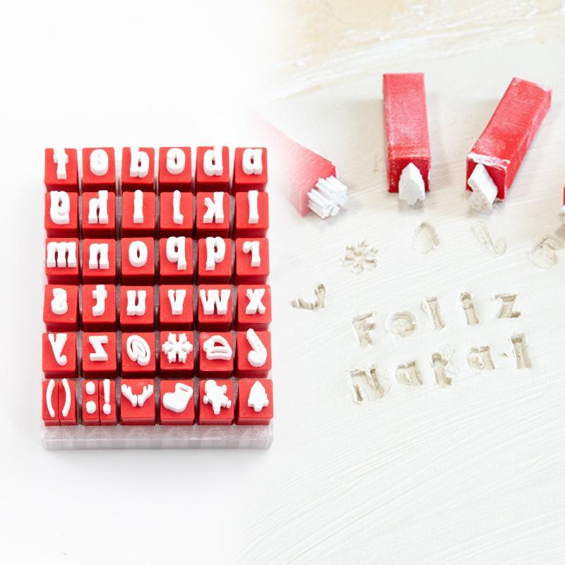 Writing Tools - Weihnachtliches Alphabet-Stempelset aus Ton, Kleinbuchstaben-Form für