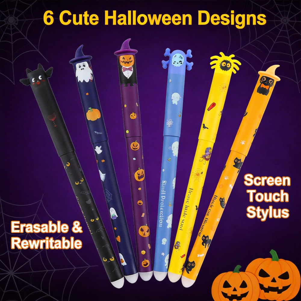 1-6 Stück Halloween löschbare  – Retractable Eraser Pen Click Bewertung und Preis